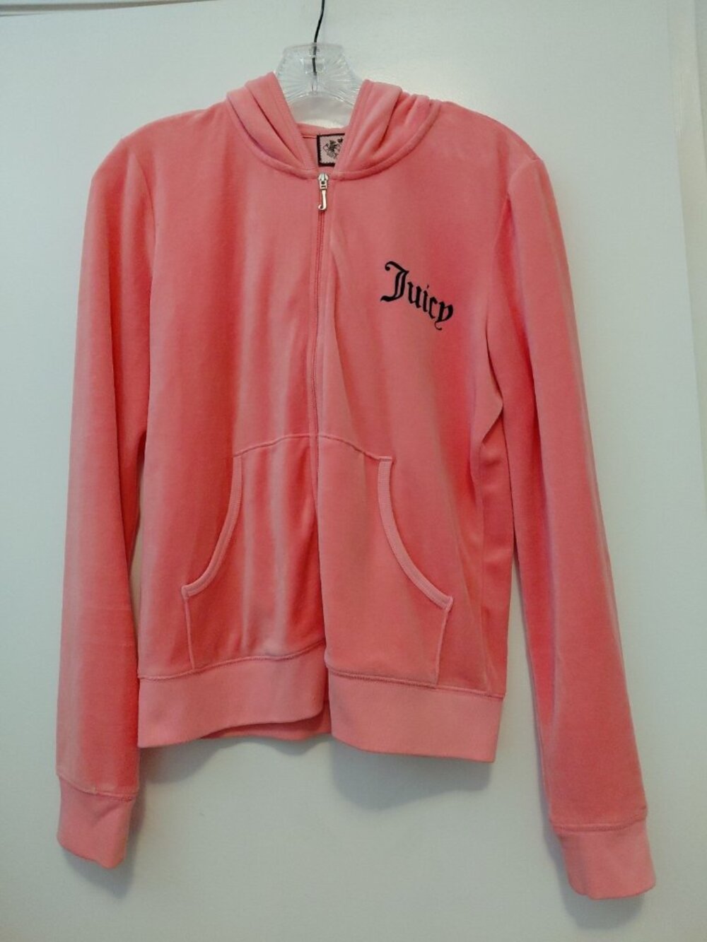 Juicy‎ Couture Velour Zip Up Hoodie Pink XL Y2K Scotty Dog Logo